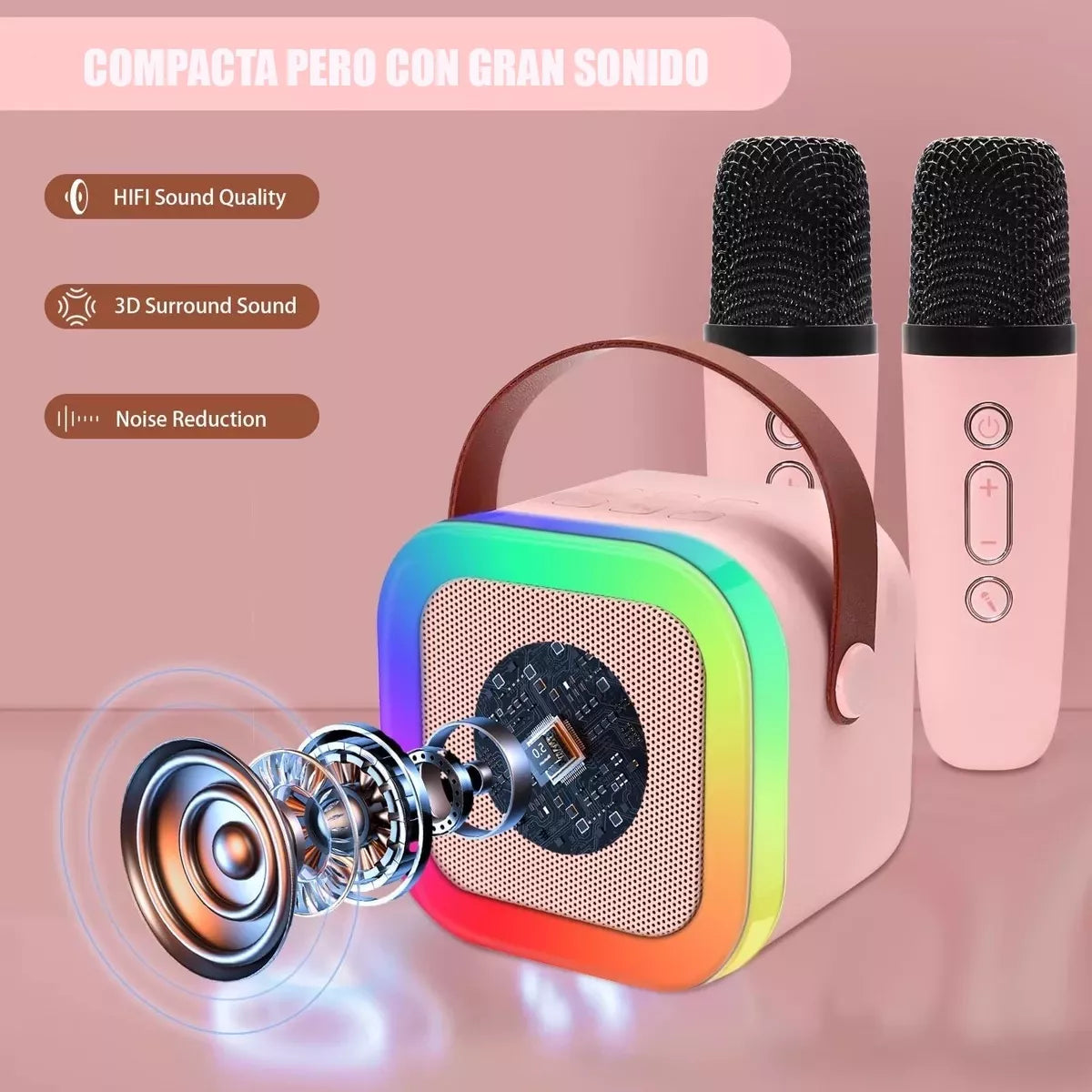 Bocina Karaoke 2 Microfonos Bluetooth