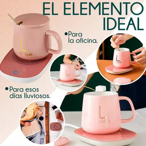 Taza Calentador Electrica Rosa