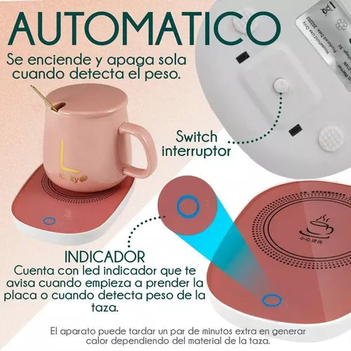 Taza Calentador Electrica Rosa