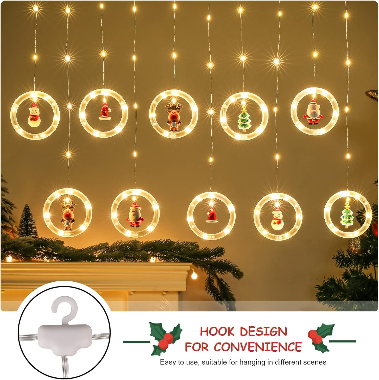 Serie De Luz Led Aros 3 Metros Navidad