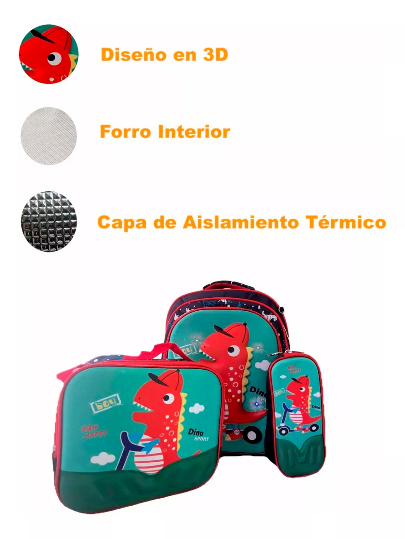 Kit Mochila Lonchera Lapicera Kinder